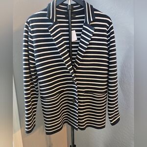 Ann Taylor Navy White Striped Knit Blazer XS – NWT